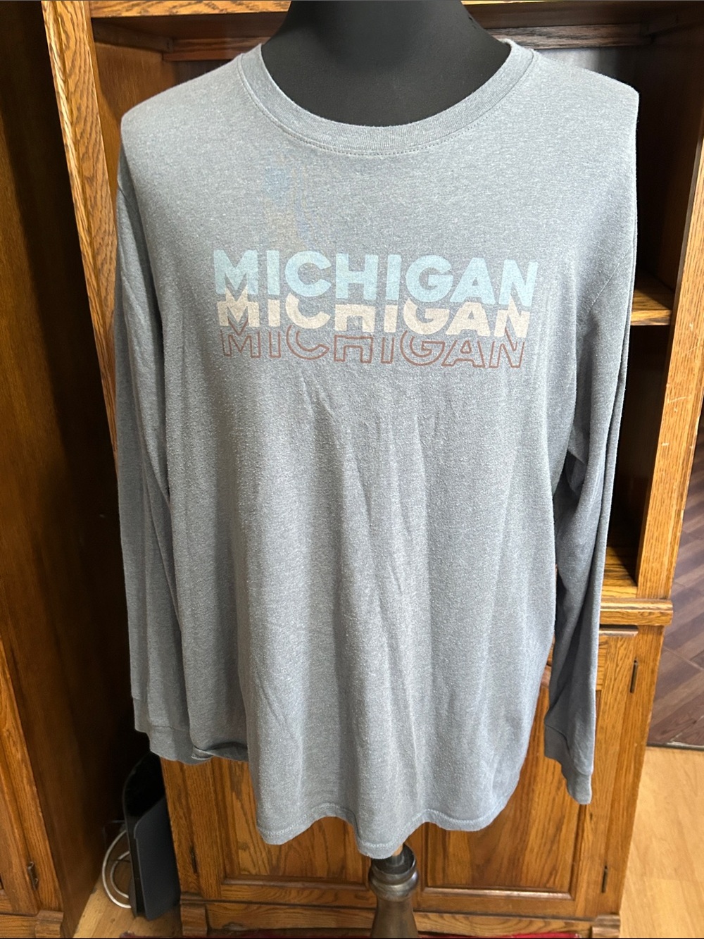 Michigan Long Sleeve Graphic Tee - Gray